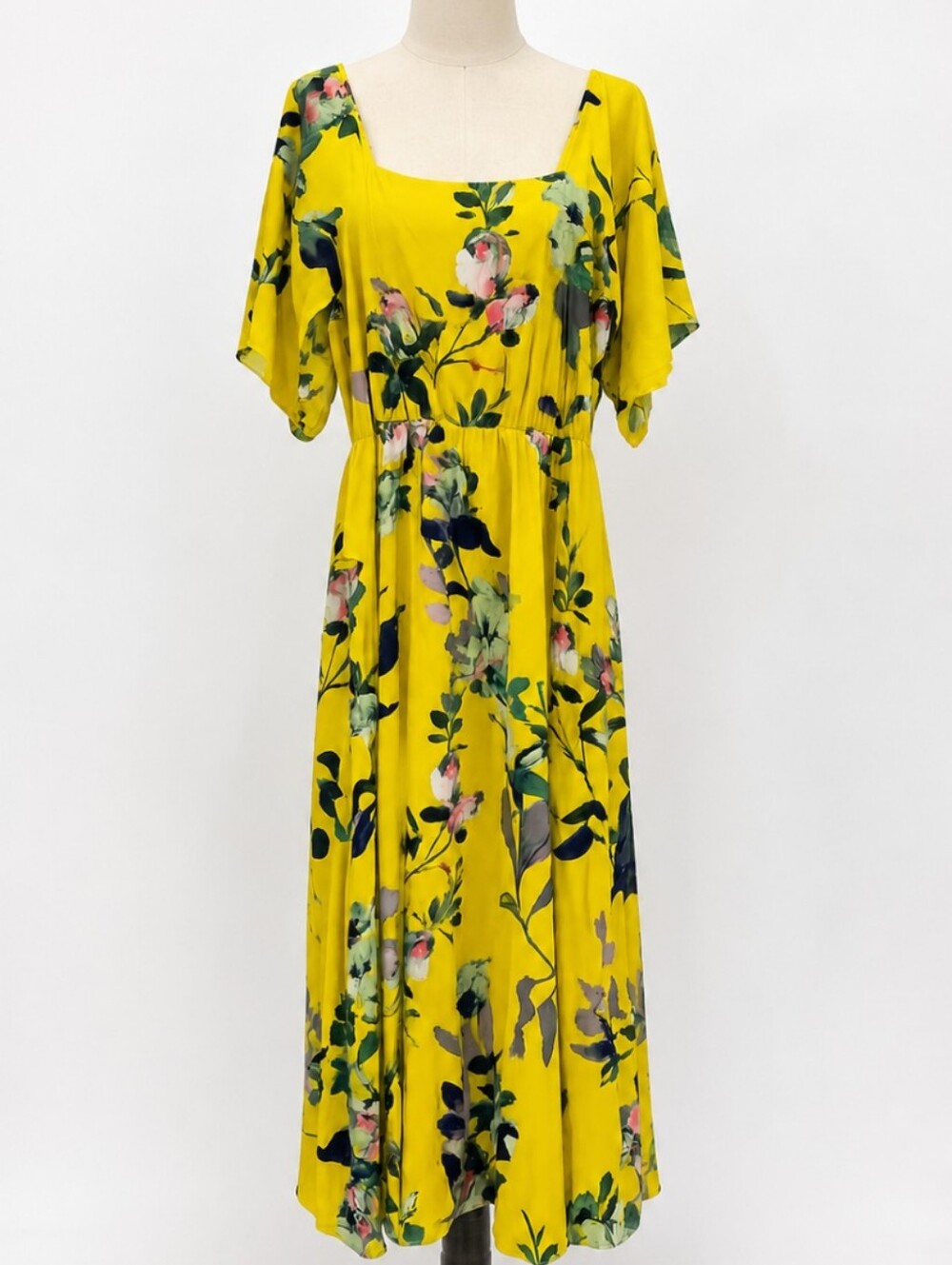 Soft Surroundings Green Floral Maise Lemon Drop Purple Dress Medium